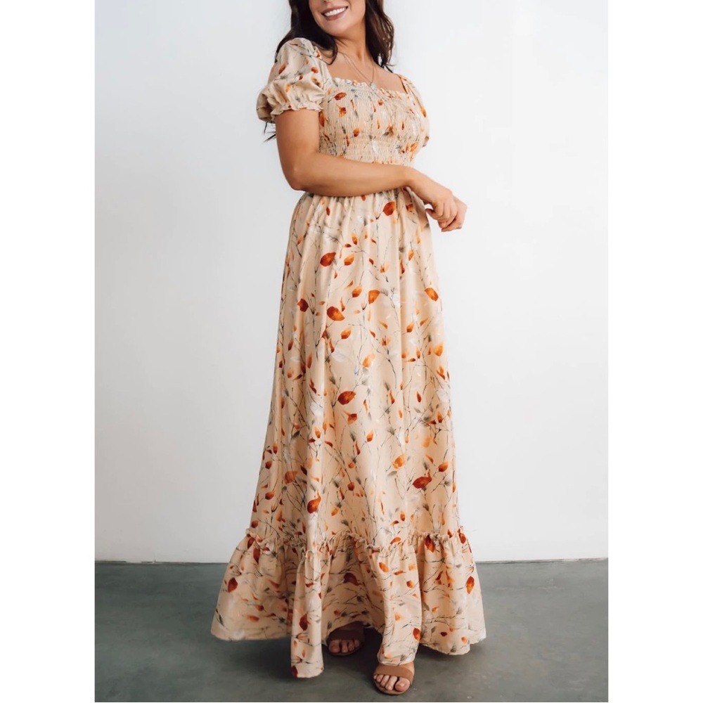 NWOT Baltic Born Maxi Dress Capri Cream Orange Floral Smocked